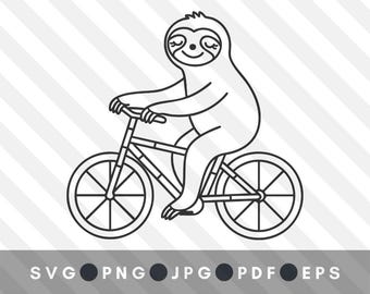 Fichier PNG SVG mignon paresseux sur un vélo en bambou pour cricut et sublimation | vélo paresseux | Paresseux sur un vélo en bambou | clipart mignon paresseux