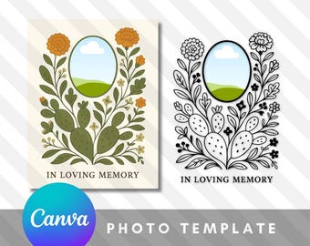 Modèle photo commémoratif de fleur de cactus de Cempasuchil | Canva (téléchargement numérique)