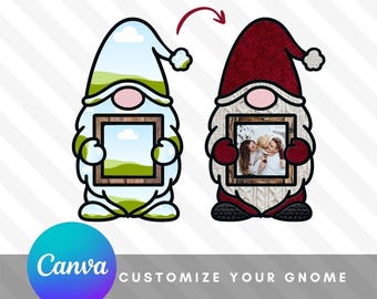 Personnalisez votre nain avec un cadre photo | modèle numérique de toile | pour les impressions, les cartes de Noël et plus encore