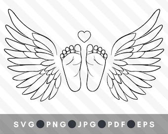 SVG commémoratif personnalisé empreinte d'ailes de bébé (téléchargement numérique)