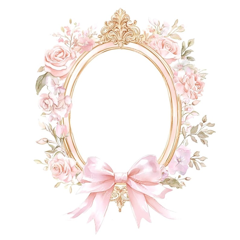 16 Floral Wedding Crest Clipart, Gold Ornate Frame, Victorian Frame, Printable Watercolor,High-Quality JPGs, Paper Craft, Junk Journal