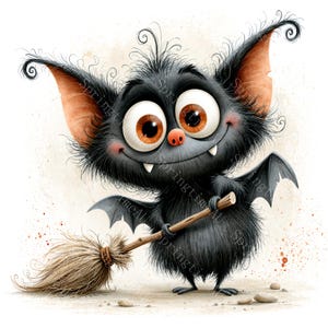20 clipart di pipistrelli paffuti, simpatici pipistrelli di Halloween ad acquerello in formato JPG, illustrazioni di mostri stravaganti in stile cartone animato, download digitale, uso commerciale