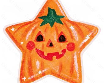 18 Vintage Retro Halloween Star Clipart, 1950s Pastel Crayon Night Sky JPG, Sublimation Sticker Design, Digital Download