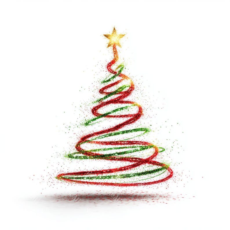 20 Sparkling Christmas Tree Clipart, Christmas Card, Holiday Art, Printable Watercolor, High-Quality PNG/JPGs, Paper Craft, Junk Journal