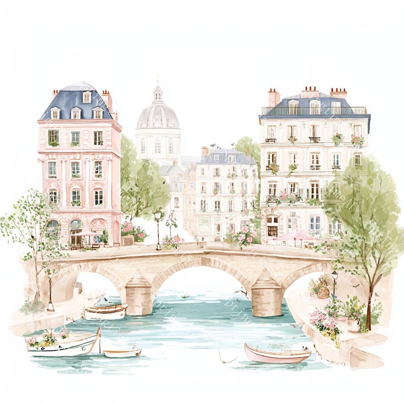 20 Cute Paris Clipart, Parisian Tourism, Paris Travel Art, France Travel,Printable Watercolor,High-Quality JPGs, Papercraft, Junk Journal