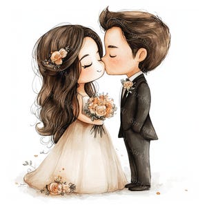 20 süße Hochzeitspaar Clipart, Hochzeitseinladung, Braut und Bräutigam, druckbare Aquarell, hochwertige JPGs, Papiermodell, Junk Journal