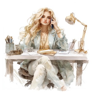 16 imágenes prediseñadas de Boss Girl, imágenes prediseñadas de Fashion Girl, gráficos de Working Girl, acuarela imprimible, archivos JPG de alta calidad, manualidades de papel, Junk Journal