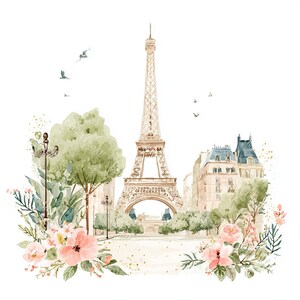 20 Cute Paris Clipart, Parisian Tourism, Paris Travel Art, France Travel,Printable Watercolor,High-Quality JPGs, Papercraft, Junk Journal