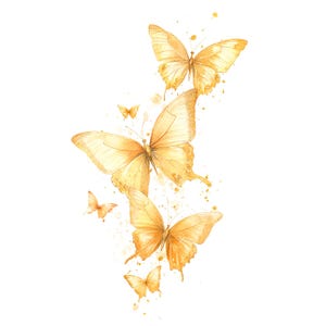16 clipart de borboletas laranja, borboletas amarelas, arte de parede, aquarela para impressão, JPGs de alta qualidade, artesanato em papel, diário de sucata
