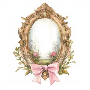 16 imágenes prediseñadas de espejos florales vintage, imágenes prediseñadas de espejos mágicos, espejos coquetos, acuarela imprimible, archivos JPG de alta calidad, manualidades de papel, diario basura