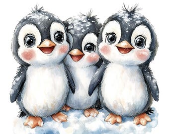 かわいいペンギンのクリップアート18点、愛らしい赤ちゃんペンギン