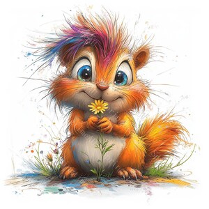 16 Quirky Funny Squirrel Clipart, Surprised Squirrel, Printable Watercolor, High-Quality JPGs, Paper Craft, Junk Journal, Digital Craft
