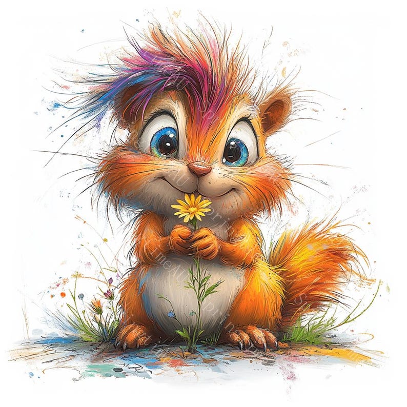 16 Quirky Funny Squirrel Clipart, Surprised Squirrel, Printable Watercolor, High-Quality JPGs, Paper Craft, Junk Journal, Digital Craft