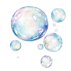 30 Clipart di bolle, bolle iridescenti, bolle d'acqua di schiuma, baby shower, acquerello stampabile, JPG di alta qualità, lavoretti di carta, diario spazzatura