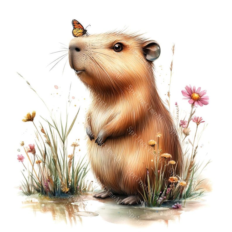 20 Cute Capybara Clipart, Baby Capybara, Capybara Cartoon, Printable Watercolor,High-Quality JPGs, Papercraft, Junk Journal,Digital Download