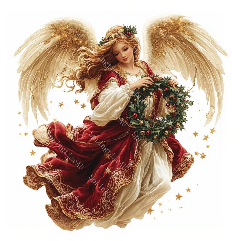 20 Vintage Christmas Angel Clipart, Christmas Card, Printable Watercolor, High-Quality JPGs, Papercraft, Junk Journal, Digital Download