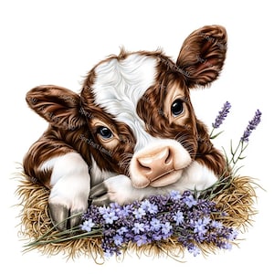 20 cliparts bébé vache Highland, clipart animaux de la ferme, art de la chambre de bébé vache vache, aquarelle imprimable, fichiers JPG de haute qualité, créations en papier, journal indésirable