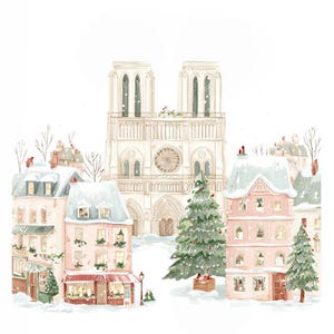 20 Christmas in Paris Clipart, Cute Paris Clipart, Paris Travel Art, Printable Watercolor,High-Quality JPGs, Papercraft, Junk Journal