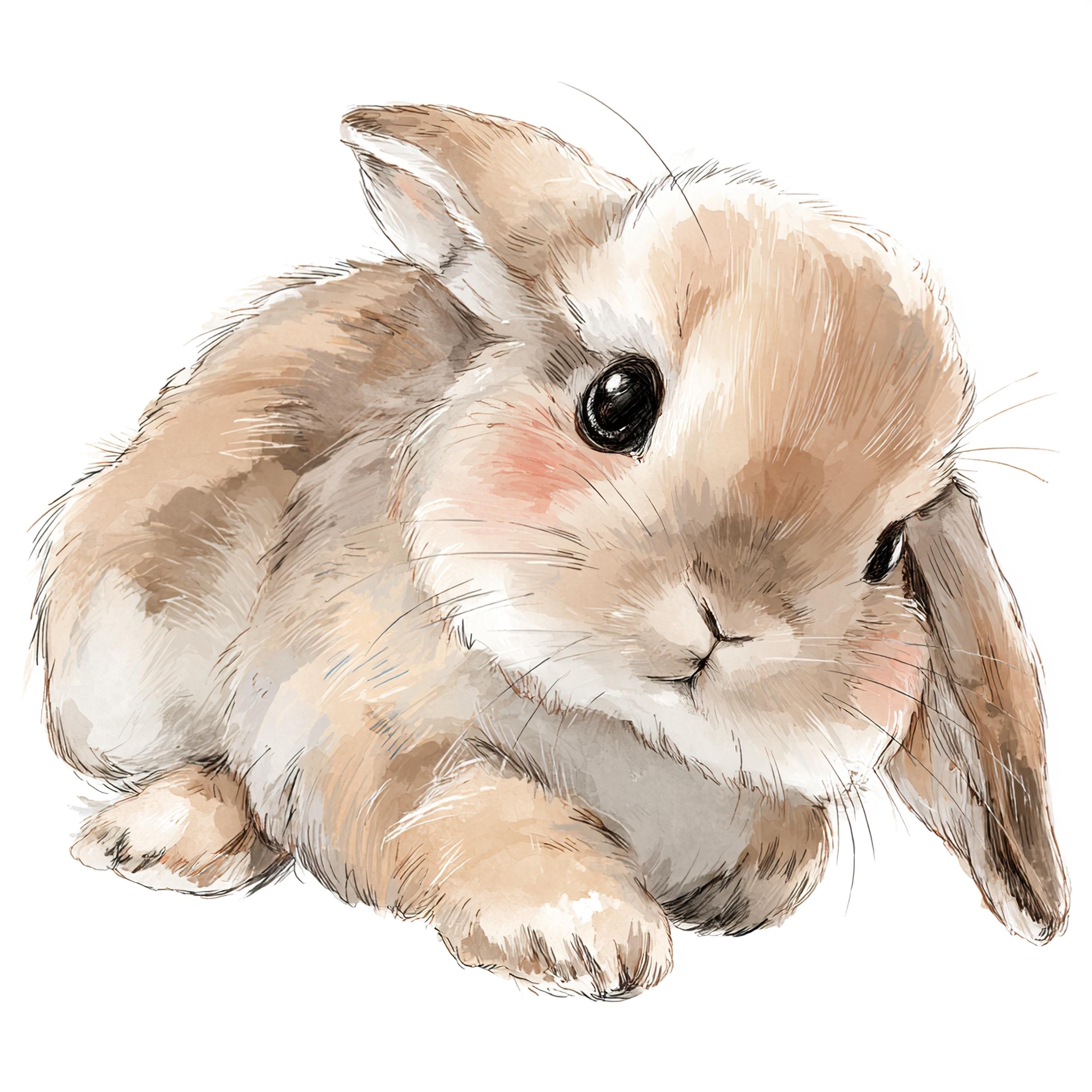 かわいい赤ちゃんウサギのクリップアート18点、ふわふわウサギの