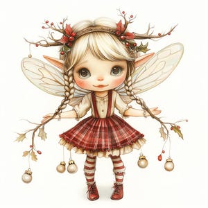 15 kleine Weihnachtsfee, Clipart, Weihnachtskarte, Feen, Printable Aquarell, hochwertige JPGs, Papiermodelle, Junk Journal