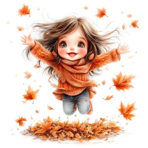 20 schrullige Mädchen im Herbst Clipart, süßes Mädchen, lustiges Mädchen, Herbstsaison, druckbares Aquarell, hochwertige JPGs, Papiermodelle, Junk Journal