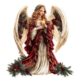 20 Vintage Christmas Angel Clipart, Christmas Card, Printable Watercolor, High-Quality JPGs, Papercraft, Junk Journal, Digital Download