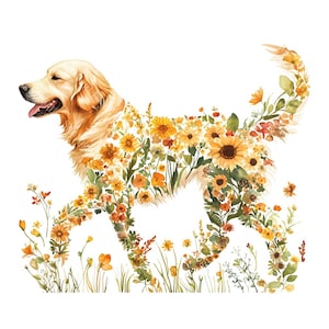 18 imágenes prediseñadas de perros con flores, imágenes prediseñadas de cachorros, siluetas florales de mascotas, amantes de las mascotas, acuarela imprimible, archivos JPG de alta calidad, manualidades de papel, diario basura