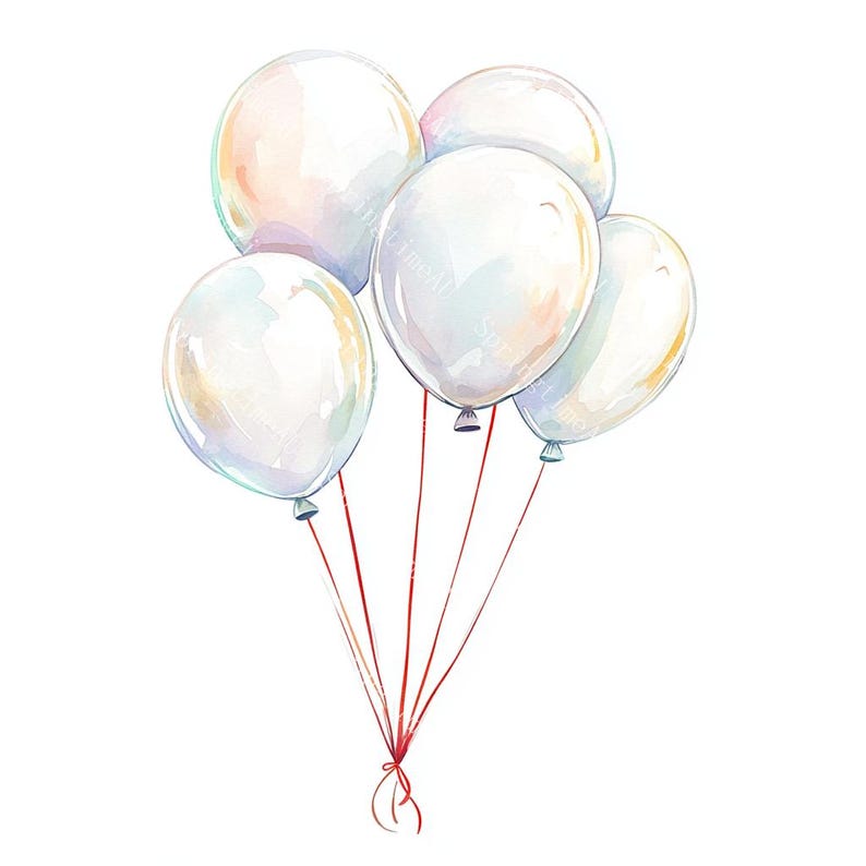 20 Birthday Balloon Clipart, Balloon Clipart, Party Clipart, Baby Shower, Printable Watercolor, High-Quality JPGs, Paper Craft, Junk Journal