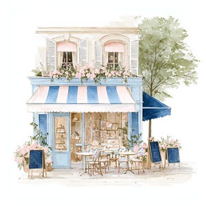 20 Cute Paris Cafe Clipart, Parisian Cafes, Paris Travel Art, France Travel,Printable Watercolor,High-Quality JPGs, Papercraft, Junk Journal
