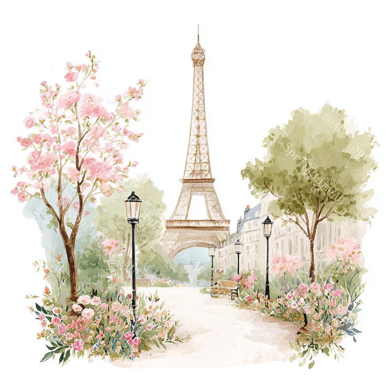 20 Cute Paris Clipart, Parisian Tourism, Paris Travel Art, France Travel,Printable Watercolor,High-Quality JPGs, Papercraft, Junk Journal