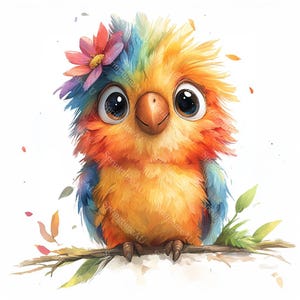 20 graziose clipart di pappagalli, pappagalli eccentrici, cuccioli di pappagallo carini, pappagalli colorati, acquerelli stampabili, JPG di alta qualità, creazioni di carta, diario di scarto