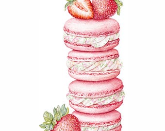22 Pastel Watercolor Macaron Tower Clipart, Cute Sweet Bakery Illustrations, Dessert Sublimation Graphics, Commercial Use JPG Files