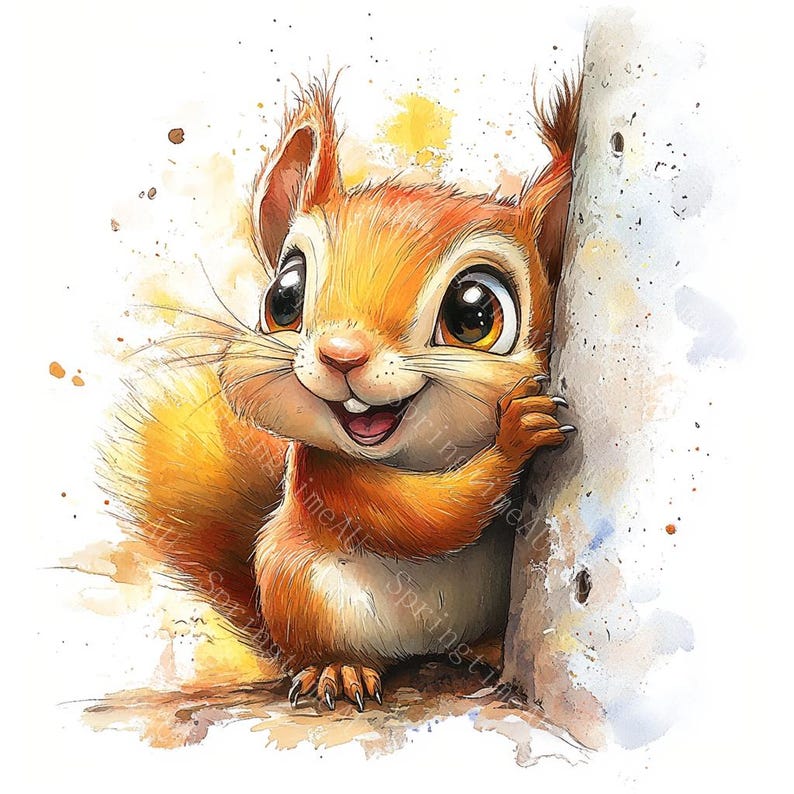 16 Quirky Funny Squirrel Clipart, Surprised Squirrel, Printable Watercolor, High-Quality JPGs, Paper Craft, Junk Journal, Digital Craft