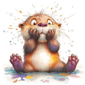 16 Quirky Otter Clipart, Cute And Funny Otter Clipart, Otter Swimming, Printable Watercolor, High-Quality JPGs, Paper Craft, Junk Journal