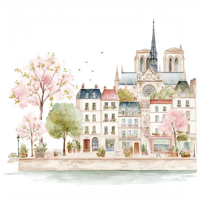 20 Cute Paris Clipart, Parisian Tourism, Paris Travel Art, France Travel,Printable Watercolor,High-Quality JPGs, Papercraft, Junk Journal