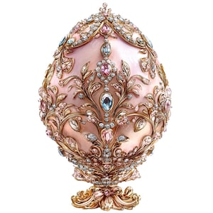 18 cliparts d'oeuf de Fabergé, Pâques fleuri vintage avec bijoux, oeuf de Pâques, aquarelle imprimable, fichiers JPG de haute qualité, PaperCraft, journal indésirable