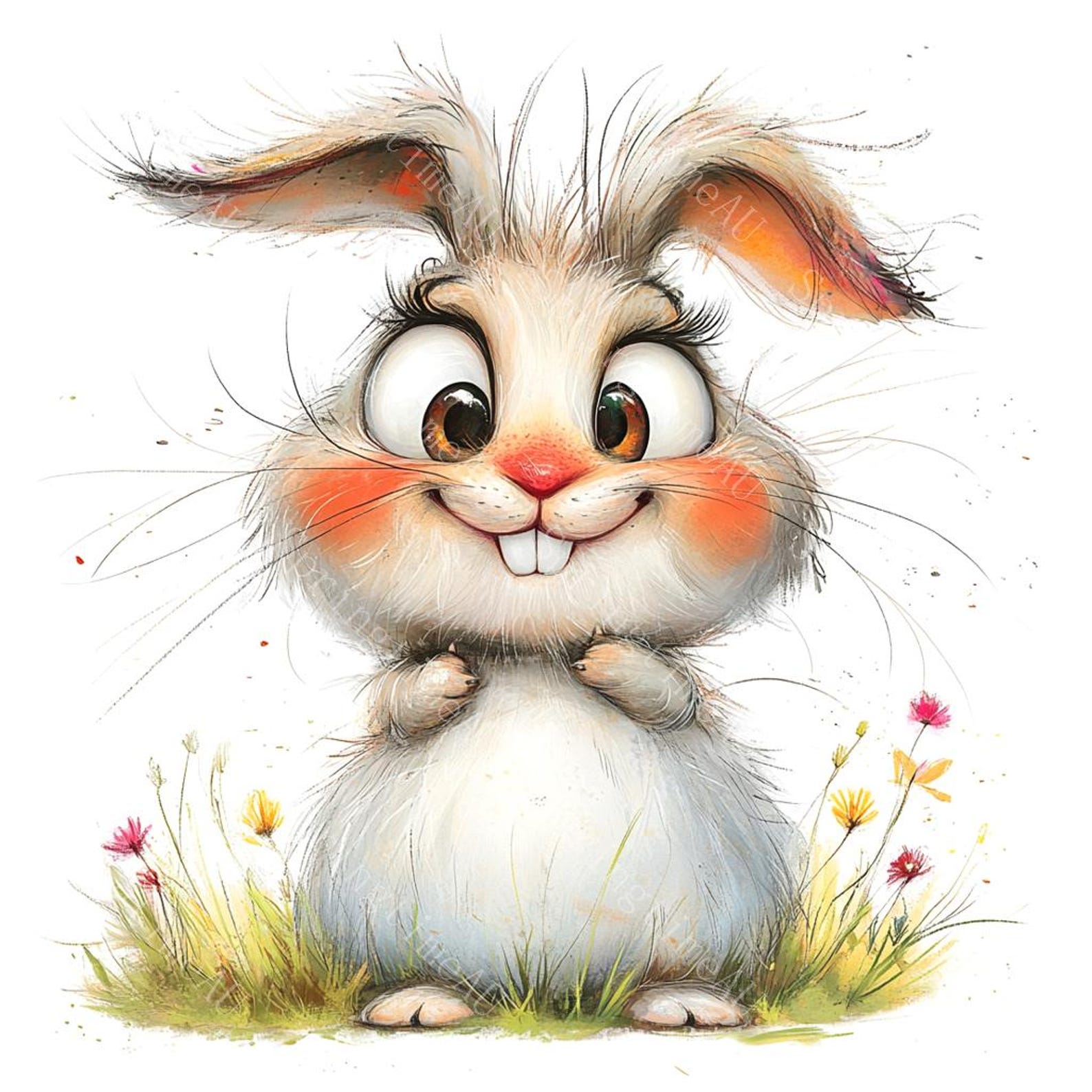 16 Funny Quirky Rabbit Clipart, Cute Bunny, Quirky Frazzled Rabbits ...