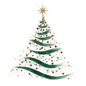 20 Sparkling Christmas Tree Clipart, Christmas Card, Holiday Art, Printable Watercolor, High-Quality PNG/JPGs, Paper Craft, Junk Journal