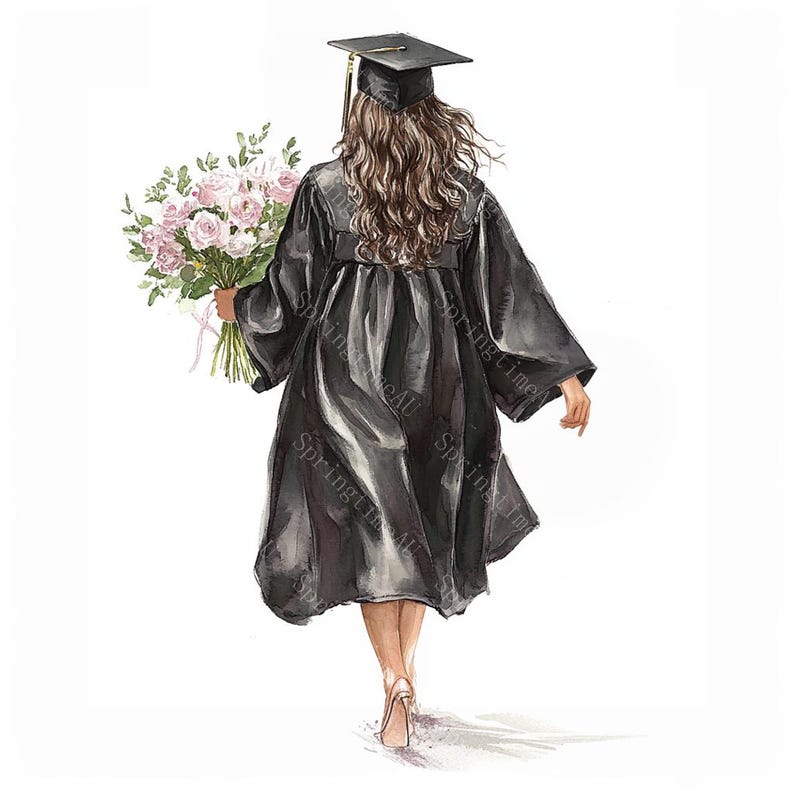 20 Girl Graduation Clipart, Student Grad Designs, Printable Watercolor,High-Quality JPGs, Paper Craft, Junk Journal, Digital Download
