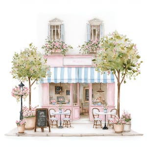 20 Cute Paris Cafe Clipart, Parisian Cafes, Paris Travel Art, France Travel,Printable Watercolor,High-Quality JPGs, Papercraft, Junk Journal