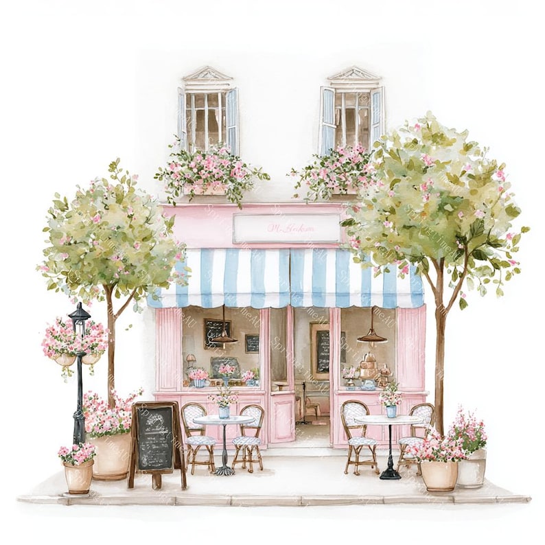 20 Cute Paris Cafe Clipart, Parisian Cafes, Paris Travel Art, France Travel,Printable Watercolor,High-Quality JPGs, Papercraft, Junk Journal