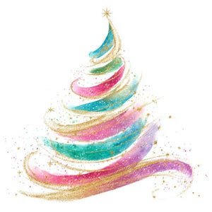 20 Sparkling Christmas Tree Clipart, Christmas Card, Holiday Art, Printable Watercolor, High-Quality PNG/JPGs, Paper Craft, Junk Journal