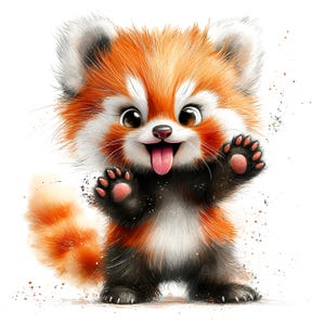 20 cliparts engraçados e fofos de panda vermelho, clipart de bebê panda vermelho, aquarela para impressão, JPGs de alta qualidade, artesanato em papel, diário de sucata, download digital