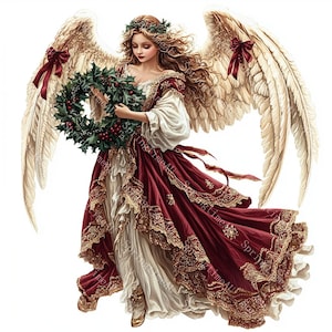 20 Vintage Christmas Angel Clipart, Christmas Card, Printable Watercolor, High-Quality JPGs, Papercraft, Junk Journal, Digital Download