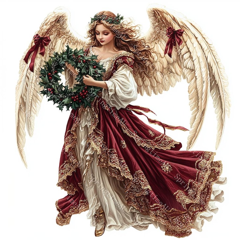 20 Vintage Christmas Angel Clipart, Christmas Card, Printable Watercolor, High-Quality JPGs, Papercraft, Junk Journal, Digital Download