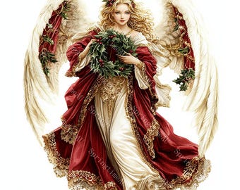 20 Vintage Christmas Angel Clipart, Christmas Card, Printable Watercolor, High-Quality PNG/JPGs, Papercraft, Junk Journal, Digital Download