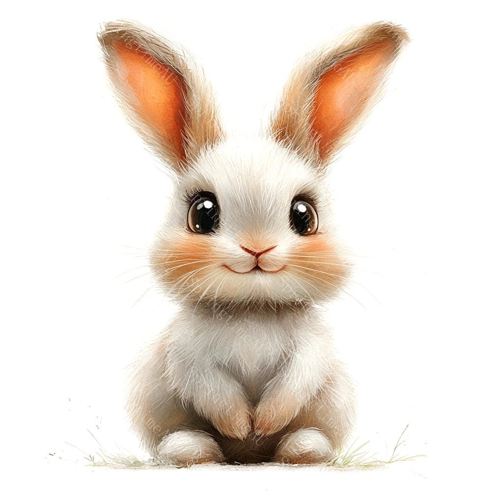 ふわふわうさぎのクリップアート18点、かわいいうさぎのクリップアート