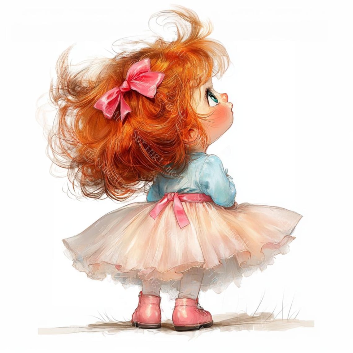 20 Cute Little Girl in Pink Dress Clipart, Vintage Girl, Cute Girl ...