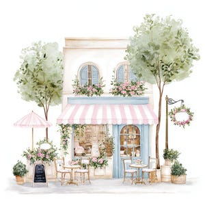 20 Cute Paris Cafe Clipart, Parisian Cafes, Paris Travel Art, France Travel,Printable Watercolor,High-Quality JPGs, Papercraft, Junk Journal