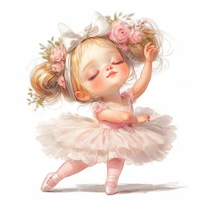 18 cliparts jolie ballerine rose, petite fille ballerine, danseuse de ballet, aquarelle imprimable, fichiers JPG de haute qualité, créations en papier, journal indésirable